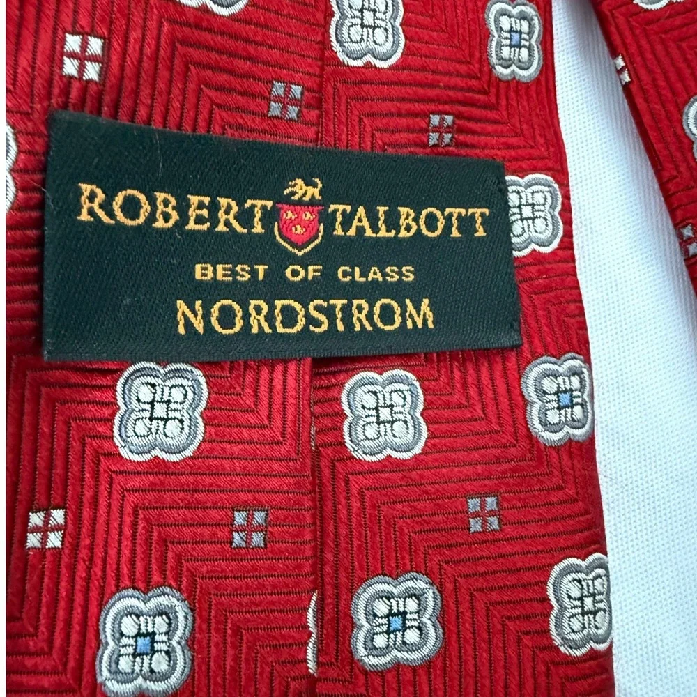 Robert Talbott Mens Best of Class Silk Necktie Red Geometric Classic Made in USA